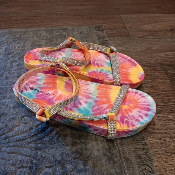 Madden Girl M Royal Sandals Tie Dye Bling Womens Size 4 - Picture 4 of 5